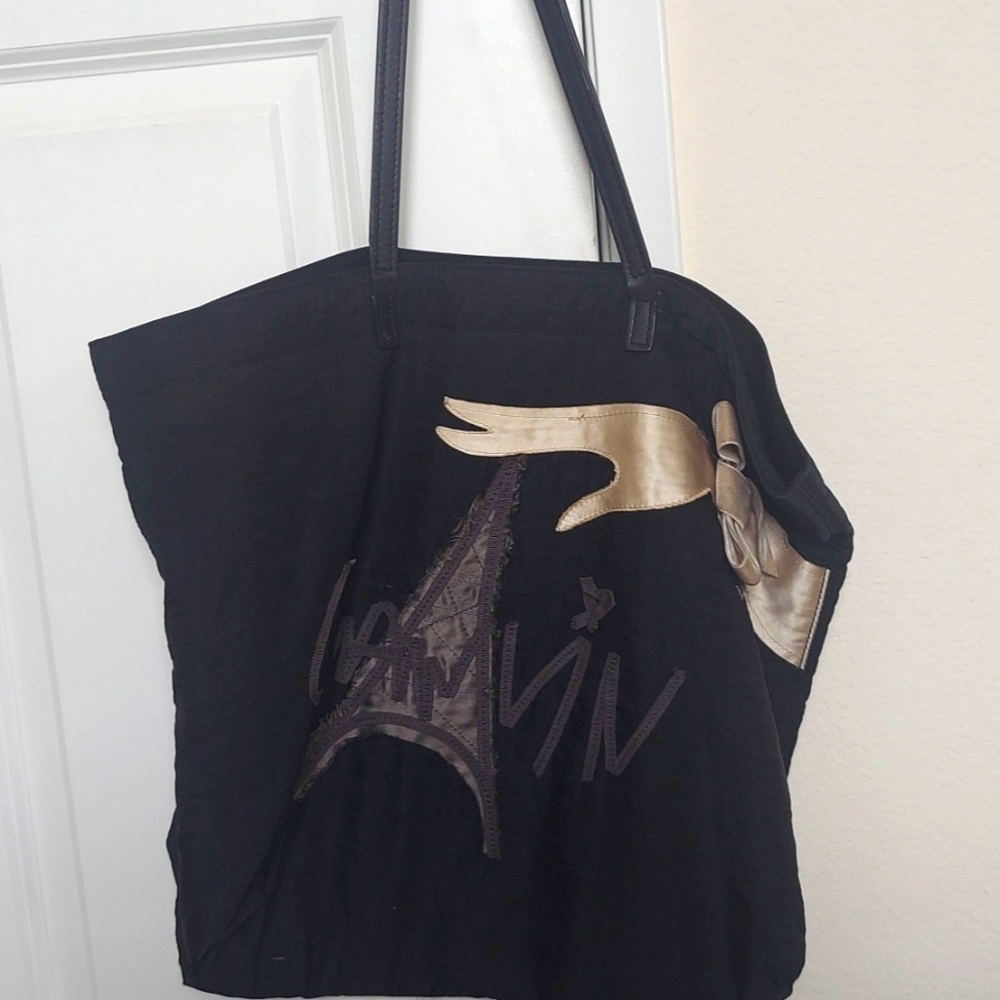 LAST CHANCE! LANVIN BLACK SILK PARIS EIFFEL TOWER TOTE